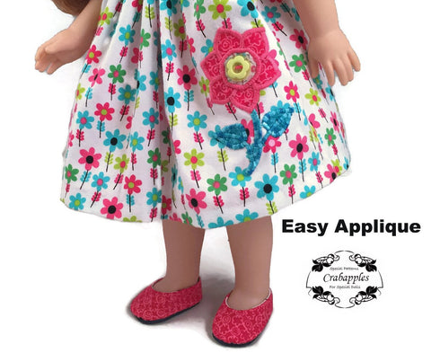 Crabapples WellieWishers Flutter Sleeve Dress 14.5 Inch Doll Clothes Pattern larougetdelisle
