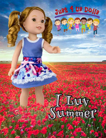 Just 4 Us Dolls WellieWishers I Luv Summer 14.5" Doll Clothes Pattern larougetdelisle