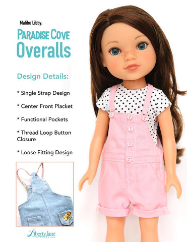 Liberty Jane WellieWishers Paradise Cove Overalls 14 - 14.5 inch Doll Clothes Pattern larougetdelisle