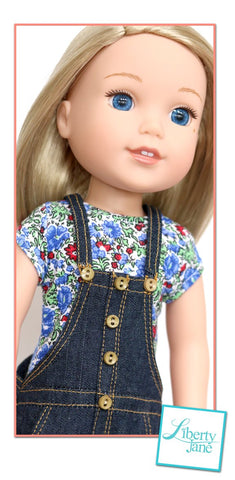 Liberty Jane WellieWishers Paradise Cove Overalls 14 - 14.5 inch Doll Clothes Pattern larougetdelisle