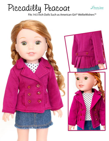 Liberty Jane WellieWishers Piccadilly Peacoat 14.5 Inch Doll Clothes Pattern larougetdelisle