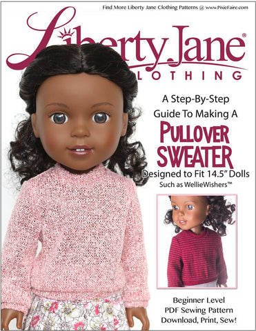 Liberty Jane WellieWishers Pullover Sweater 14.5" Doll Clothes Pattern larougetdelisle