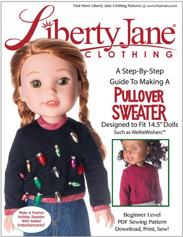 Liberty Jane WellieWishers Pullover Sweater 14.5" Doll Clothes Pattern larougetdelisle