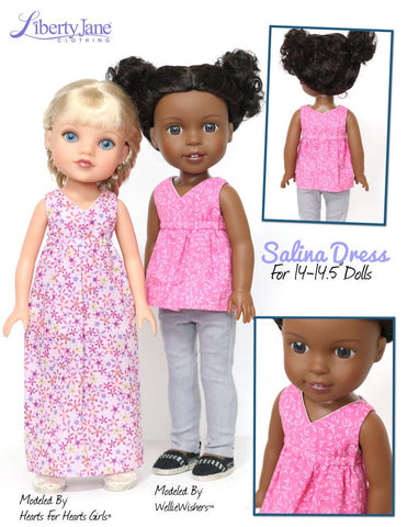Liberty Jane WellieWishers Salina Dress and Top 14 -14.5 Inch Doll Clothes Pattern larougetdelisle