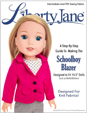 Liberty Jane WellieWishers Schoolboy Blazer 14.5" Doll Clothes Pattern larougetdelisle