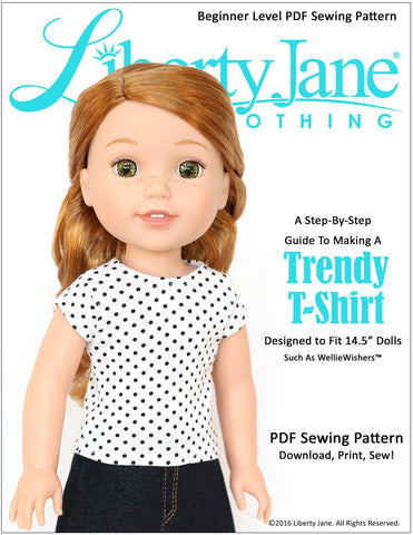 Liberty Jane WellieWishers FREE T-Shirt 14.5 inch Doll Clothes Pattern larougetdelisle