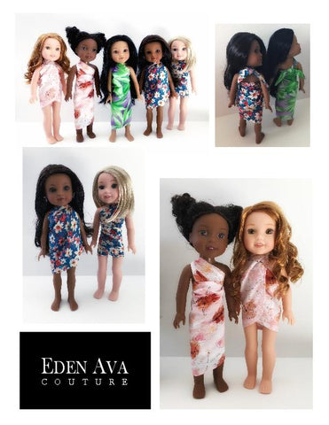Eden Ava WellieWishers Tropical Wrap & Tie Sarong Dress 14-14.5" Doll Clothes Pattern larougetdelisle