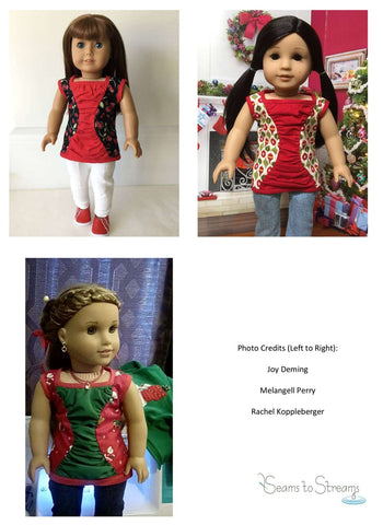Seams to Streams 18 Inch Modern A Crinkle In Time Tunic 18" Doll Clothes Pattern larougetdelisle