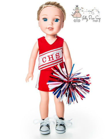 Jelly Bean Soup Designs WellieWishers Junior Cheerleader 14.5" Doll Clothes Pattern larougetdelisle