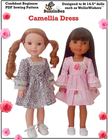 BuzzinBea 18 Inch Modern Camellia Dress 14.5" Doll Clothes Pattern larougetdelisle