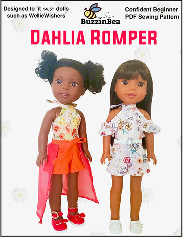 BuzzinBea WellieWishers Dahlia Romper 14.5" Doll Clothes Pattern larougetdelisle