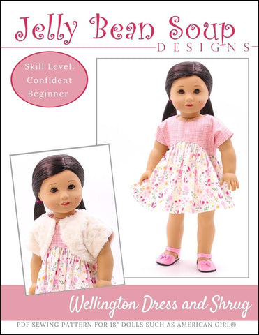 Jelly Bean Soup Designs 18 Inch Modern Wellington Dress and Shrug 18" Doll Clothes Pattern larougetdelisle