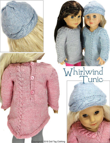 Doll Tag Clothing Knitting Whirlwind Tunic 18" Doll Knitting Pattern larougetdelisle