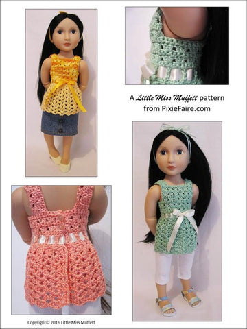 Little Miss Muffett A Girl For All Time Whispering Winds Crochet Pattern for AGAT Dolls larougetdelisle