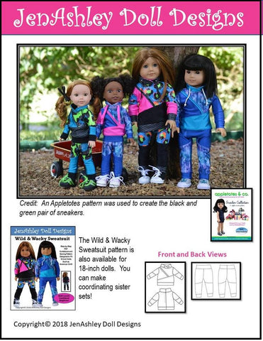 Jen Ashley Doll Designs WellieWishers Wild and Wacky Sweatsuit 14.5" Doll Clothes Pattern larougetdelisle