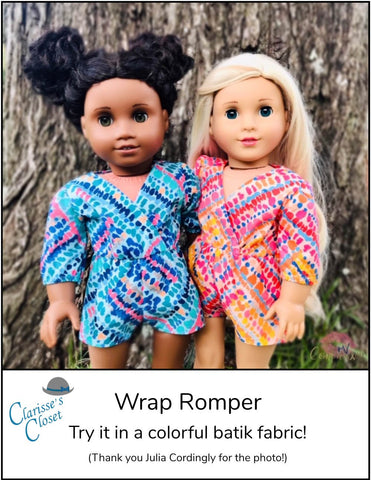 Clarisse's Closet 18 Inch Modern Wrap Romper 18" Doll Clothes Pattern larougetdelisle