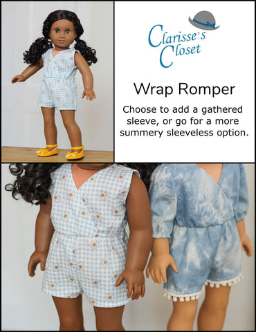 Clarisse's Closet 18 Inch Modern Wrap Romper 18" Doll Clothes Pattern larougetdelisle