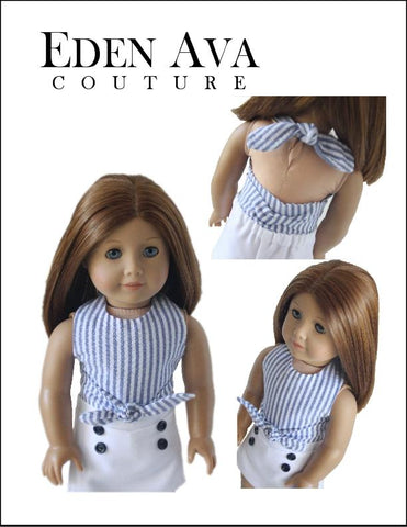 larougetdelisle 18 Inch Modern FREE Wrap Around Reversible Halter Top 18" Doll Clothes Pattern larougetdelisle