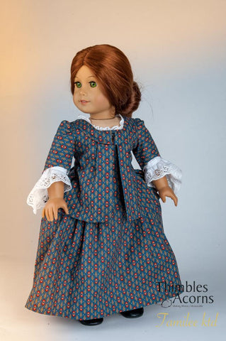 Thimbles and Acorns 18 Inch Historical Young Martha Washington, Robe Battante and Casaque Jacket 18" Doll Clothes Pattern larougetdelisle