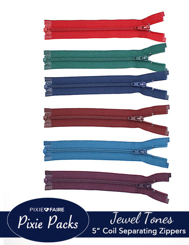 larougetdelisle Pixie Packs Pixie Packs 5" Separating Zippers Jewel Tones - Coil larougetdelisle