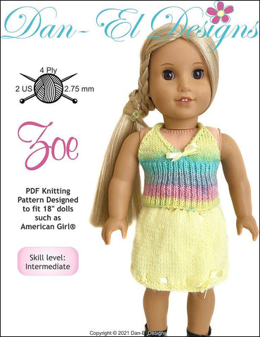 Dan-El Designs Knitting Zoe 18" Doll Clothes Knitting Pattern larougetdelisle