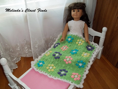 Melinda's Closet Finds Quilt Puffed Flower Afghan 18" Doll Crochet Pattern larougetdelisle