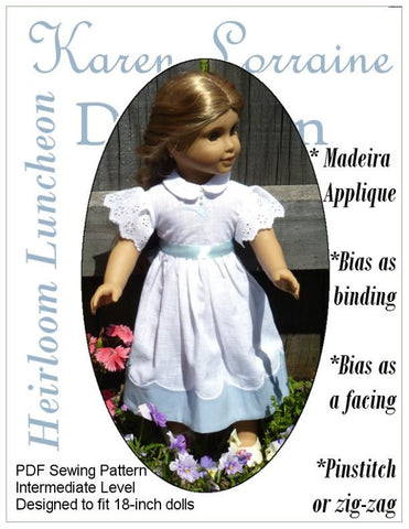 Karen Lorraine Design 18 Inch Historical Heirloom  Luncheon 18" Doll Clothes Pattern larougetdelisle