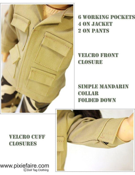 Army Combat Uniform 18 inch Doll Clothes PDF Pattern Download | Pixie Faire