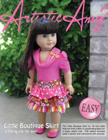 Artistic Amy 18 Inch Modern Little Boutique Skirt 18" Doll Clothes Pattern larougetdelisle