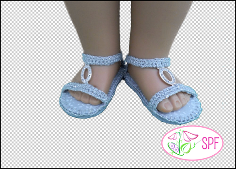 Sweet Pea Fashions Crochet Aurelia Crocheted Sandal 18" Doll Crochet Pattern larougetdelisle