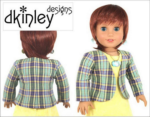 Dkinley Designs 18 Inch Modern Perfectly Plaid Jacket 18" Doll Clothes Pattern larougetdelisle