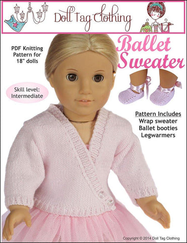 Doll Tag Clothing Knitting Ballet Sweater 18" Doll Knitting Pattern larougetdelisle