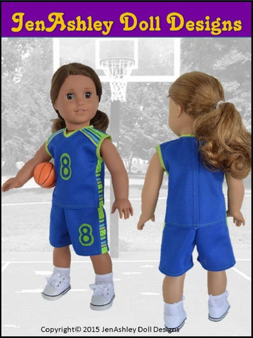 Jen Ashley Doll Designs 18 Inch Modern Shootin' Hoops Basketball Uniform 18" Doll Clothes Pattern larougetdelisle