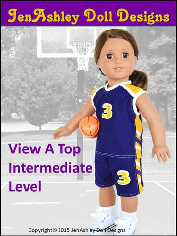 Jen Ashley Doll Designs 18 Inch Modern Shootin' Hoops Basketball Uniform 18" Doll Clothes Pattern larougetdelisle