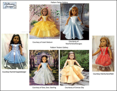 Dollhouse Designs 18 Inch Modern Bella Rose Ball Gown & Party Dress 18" Doll Clothes Pattern larougetdelisle