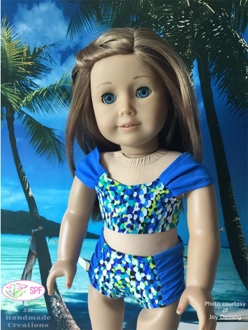 Sweet Pea Fashions 18 Inch Modern Palmetto Swimsuit & Cover-up 18" Doll Clothes Pattern larougetdelisle