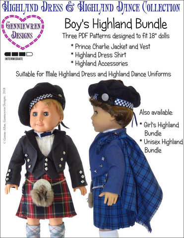 Genniewren 18 Inch Modern Boy's Highland Bundle 18" Doll Clothes Pattern larougetdelisle