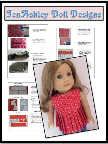 Jen Ashley Doll Designs 18 Inch Modern Breezy Summer Top 18" Doll Clothes Pattern larougetdelisle
