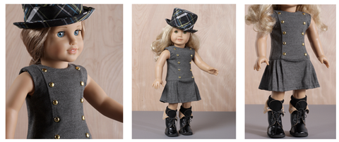 Bonjour Teaspoon 18 Inch Modern Jumper Dress and Top Hat Bundle 18" Doll Clothes Pattern larougetdelisle