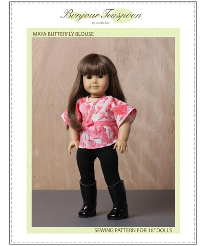 Bonjour Teaspoon 18 Inch Modern Maya Butterfly Blouse 18" Doll Clothes Pattern larougetdelisle