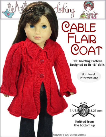 Doll Tag Clothing Knitting Cable Flair Coat Knitting Pattern larougetdelisle