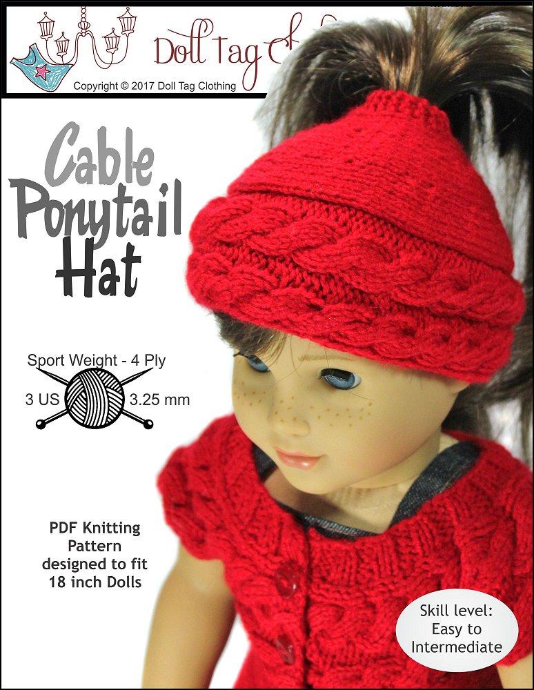 Doll Tag Clothing Cable Ponytail Hat Doll Clothes Knitting