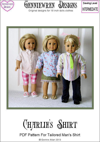 Genniewren 18 Inch Modern Charlie's Shirt 18" Doll Clothes Pattern larougetdelisle