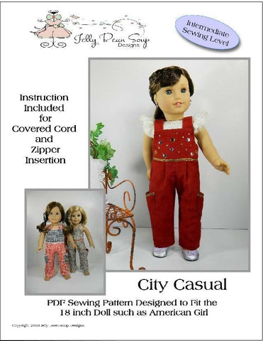 Jelly Bean Soup Designs 18 Inch Modern City Casual Jumpsuit 18" Doll Clothes Pattern larougetdelisle