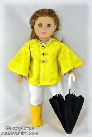 Sewing Force 18 Inch Modern Classic Rain or Winter Jacket 18" Doll Clothes Pattern larougetdelisle