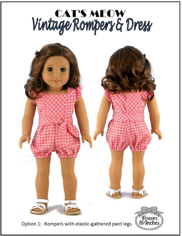 Forever 18 Inches 18 Inch Modern Cat's Meow Vintage Rompers & Dress 18" Doll Clothes larougetdelisle