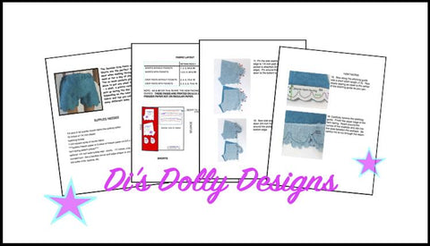 Di's Dolly Designs 18 Inch Modern Seaside Crop Pants and Shorts 18" Doll Clothes Pattern larougetdelisle