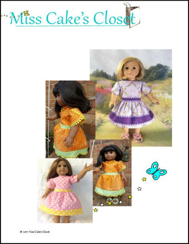 Miss Cake's Closet 18 Inch Historical 1960's Contrasting Bands School Dress 18" Doll Clothes Pattern larougetdelisle