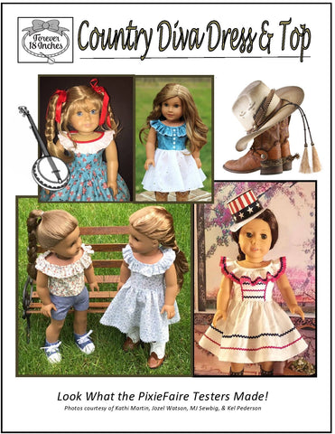 Forever 18 Inches 18 Inch Modern Country Diva Dress & Top 18" Doll Clothes Pattern larougetdelisle