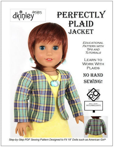 Dkinley Designs 18 Inch Modern Perfectly Plaid Jacket 18" Doll Clothes Pattern larougetdelisle